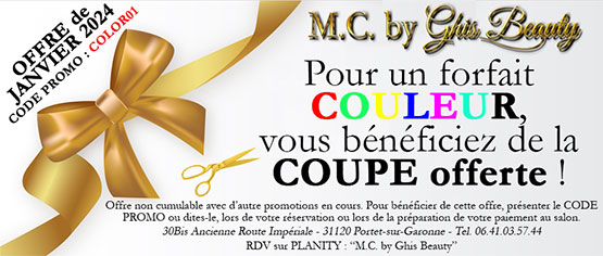 Pour un forfait COULEUR, vous bénéfiez de la COUPE offerte.